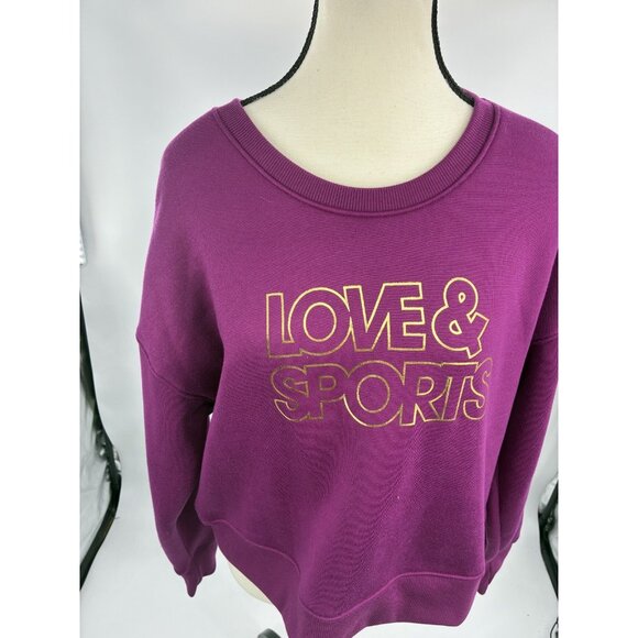 Love & Sports Womens M Sweatshirt Pullover Purple Graphic Crewneck Casual - Picture 2 of 7